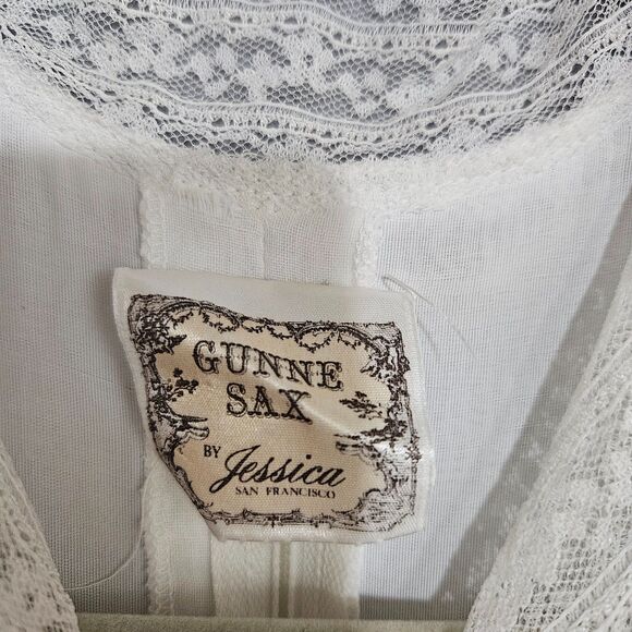 Vintage 70s Gunne Sax White Lace Tiered Wedding Dress Prairie Romantic Bride - Picture 2 of 16